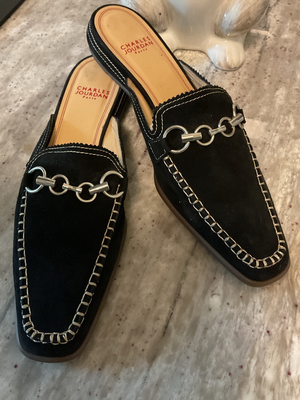 Charles Jourdan Paris suede mules